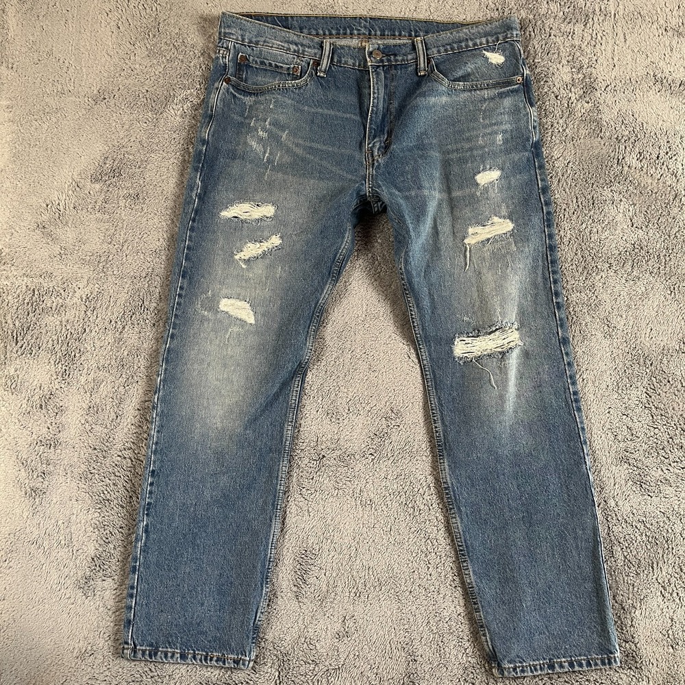 Levi's 502 Jeans Mens 36x32 (FITS 36x30) Blue Denim Slim Regular Tapered Leg